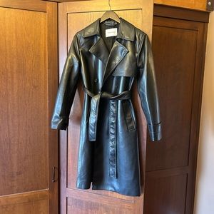 Black vegan leather trench